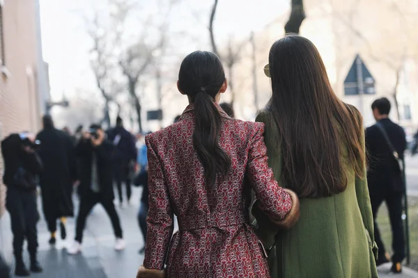 Milan Italy February 2019 Street Style Look Fashion Show Milan — Stock Photo, Image