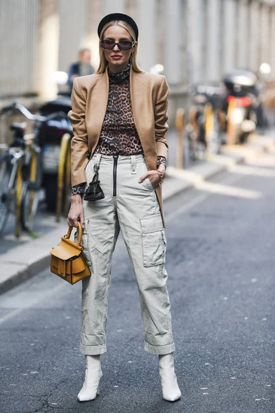 Mediolan Włochy Lutego 2019 Street Style Influencer Leonie Hanne Przed — Zdjęcie stockowe