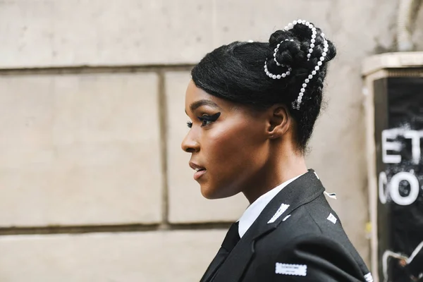 Paris France March 2019 Street Style Outfit Janelle Monae Fashion — 图库照片