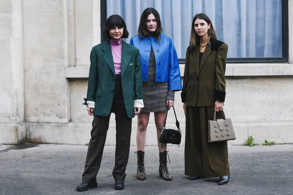 Париж Франція Березня 2019 Вулиця Одяг Стиль Після Показу Мод — стокове фото