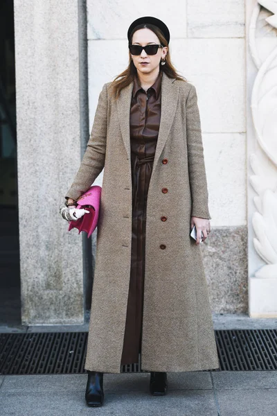 Milano Febbraio 2019 Street Style Outfit Prima Una Sfilata Moda — Foto Stock