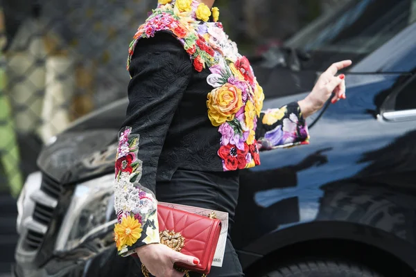 Μιλάνο Ιταλία Φεβρουαρίου 2019 Στυλ Δρόμου Dolce Gabbana Στολή Μετά — Φωτογραφία Αρχείου