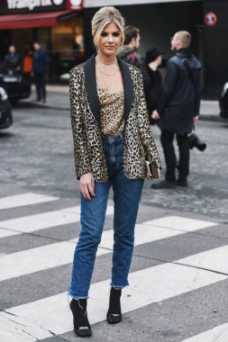 Paris, France - March 02, 2019: Street style outfit -  Lala Rudge after a fashion show during Paris Fashion Week - PFWFW19
