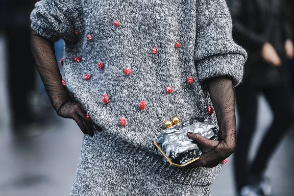 Paris France March 2019 Street Style Outfit Fashion Show Paris — Stock Photo, Image