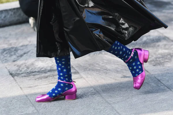 Mailand Italien Februar 2019 Streetstyle Outfit Nach Einer Modenschau Während — Stockfoto