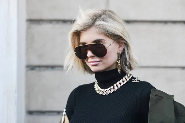 Milano Italien Februari 2019 Street Style Influencer Xenia Adonts Innan — Stockfoto