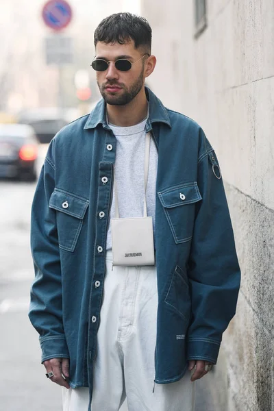 Milan Italy February 2019 Street Style Men Wearing Jacquemus