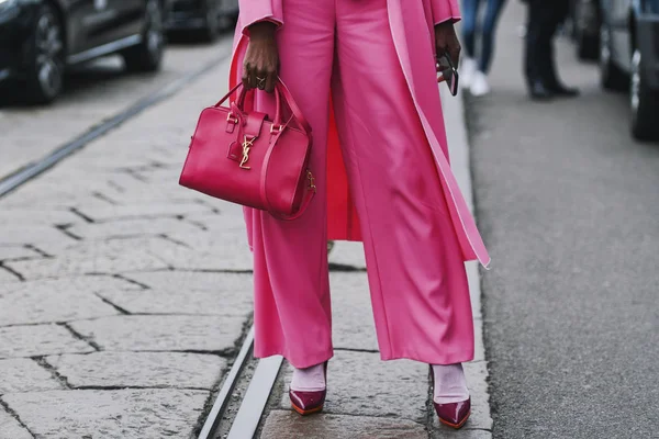 Milan Italy February 2019 Street Style Ysl Purse Detail Fashion — Stock Photo, Image