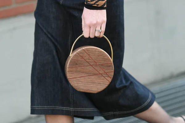 Milan Italy February 2019 Street Style Mini Bag Detail Fashion — Stock Photo, Image