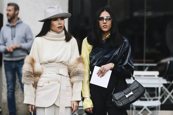 Milão Itália Fevereiro 2019 Roupas Estilo Rua Após Desfile Moda — Fotografia de Stock