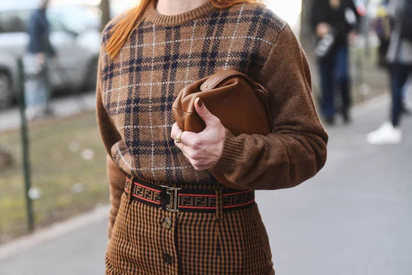 Milan Italien Februari 2019 Street Style Fendi Bälte Detalj Efter — Stockfoto