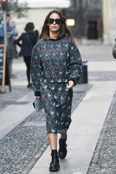 Milano Italien Februari 2019 Street Style Outfit Efter Modevisning Milan — Stockfoto