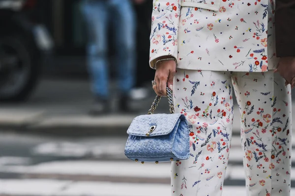 Milano Italien Februari 2019 Street Style Purse Detalj Efter Modevisning — Stockfoto