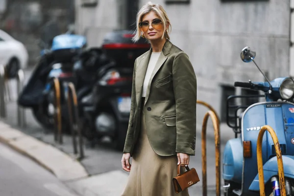 Milán Italia Febrero 2019 Influencer Xenia Adonts Antes Desfile Moda — Foto de Stock
