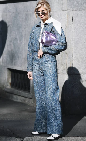 Milán Italia Febrero 2019 Street Style Influencer Xenia Adonts Después — Foto de Stock