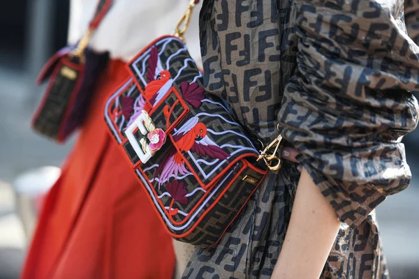 Milan Italy February 2019 Street Style Fendi Purse Detail Fashion — Stock Photo, Image