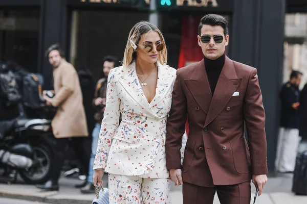 Milano Febbraio 2019 Street Style Outfits Prima Una Sfilata Moda — Foto Stock