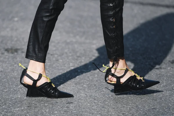 Milano Febbraio 2019 Street Style Shoes Dettaglio Prima Una Sfilata — Foto Stock