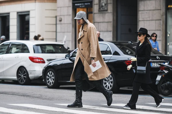 Milano Italien Februari 2019 Street Style Outfits Innan Modevisning Milan — Stockfoto
