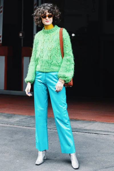 Milan Italy February 2019 Street Style Outfit Fashion Show Milan — Stock Photo, Image