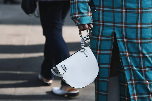 Milano Italien Februari 2019 Street Style Purse Detalj Efter Modevisning — Stockfoto