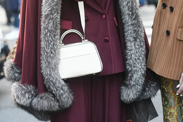 Milán Italia Febrero 2019 Street Style Monedero Lujo Detalle Durante —  Fotos de Stock