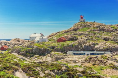 Lindesnes deniz feneri çevredeki evlerin görünümünü