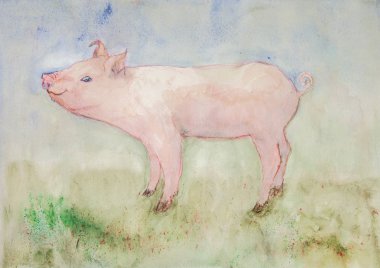 Ülke tarafında ücretsiz domuz. Kenarlarına yakın dabbing teknik kağıt değişmiş yüzey pürüzlülüğü nedeniyle yumuşak odak etkisi verir