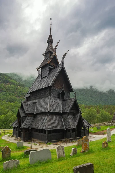 Ledare Laerdal Sogn Fjordane Fylke Juni 2018 Borgunds Stavkyrka Sett — Stockfoto