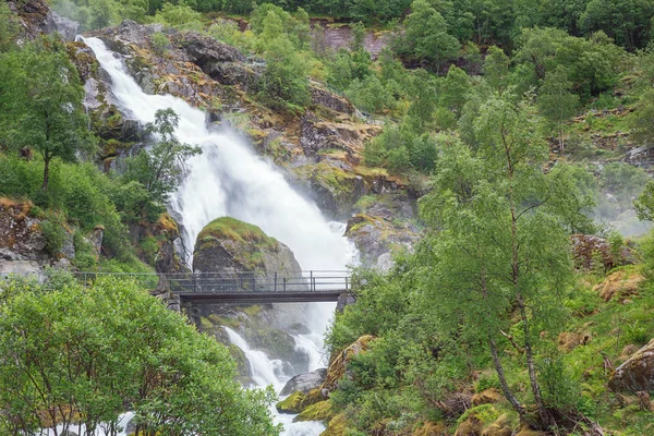 Kleivafossen Vidět Své Základny Cestě Briksdalsbreen — Stock fotografie