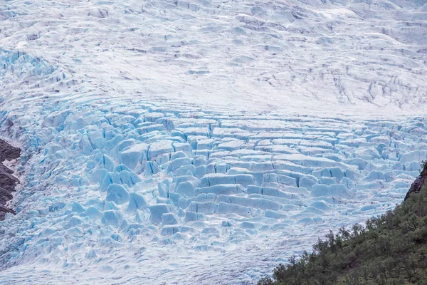 Crevasses Uma Língua Geleira Svartisen Visto Molhe Holandsfjord — Fotografia de Stock