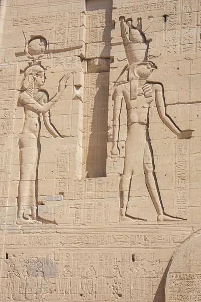 Bas Relief Hathor Horus Isis Temple Lake Nasser — Stock Photo, Image