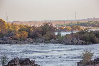 Close up of the Aswan low dam near Jazirat Salujah close to Aswan clipart