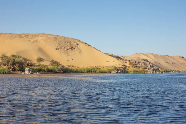 Deserto Com Costa Nilo Perto Assuão — Fotografia de Stock