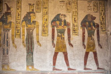 Luxor yakınlarındaki Ramesses III mezarında duvar resimleri