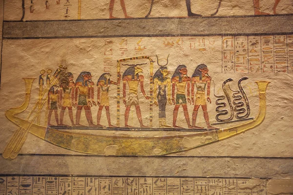 Hathor Board Solar Boat Tomb Ramesses — Stock Photo, Image