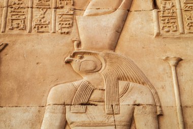 Kom Ombo Tapınağı'nda Horus'un yakın tasviri