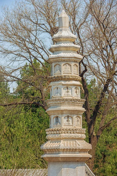 Columna Piedra Frente Templo Sumeru Longevity Hill Palacio Verano —  Fotos de Stock