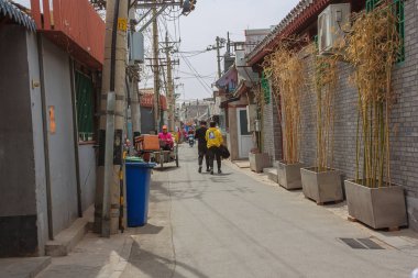 Editör: Pekin, Çin, 6 Nisan 2019 - Pekin'de bir hutong bir sokak görünümü
