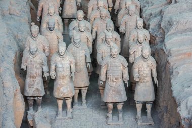 Xi'an salon 1 pişmiş toprak savaşçı satır yakın