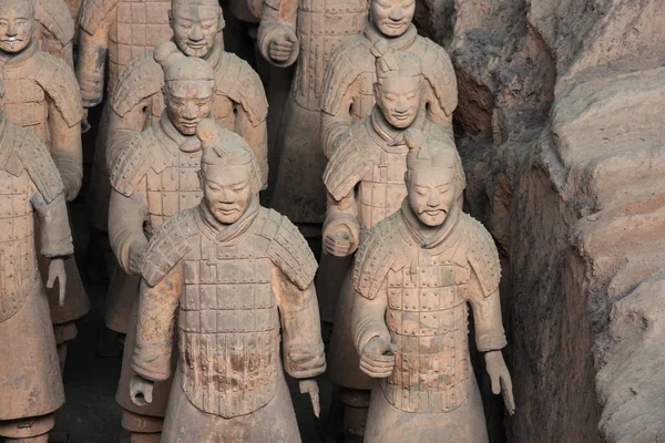 Acercamiento Cuatro Guerreros Terracota Sala Xian —  Fotos de Stock