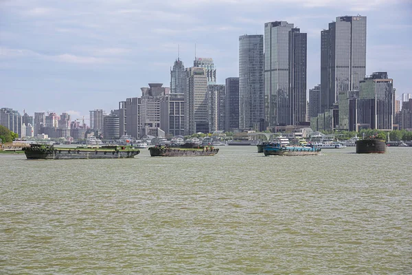 Editorial Shanghai China April 2019 Busy Shipping Traffic Huangpu River — Stock Photo, Image