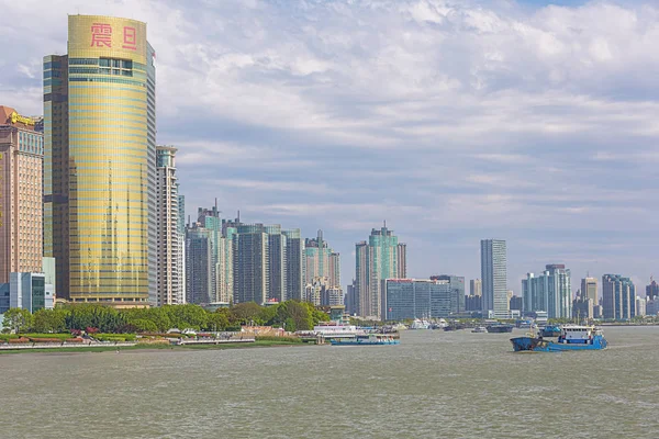 Editorial Shanghai China April 2019 Ships Huangpu River Shanghai — Stockfoto