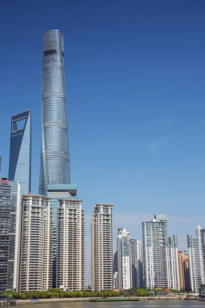Editorial Shanghai China Abril 2019 Vista Algumas Torres Negócios Pudong — Fotografia de Stock
