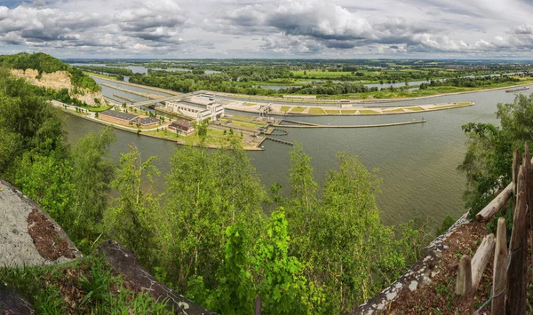 Regardant Les Écluses Ternaaien Sur Canal Albert Côté Frontière Néerlandaise — Photo