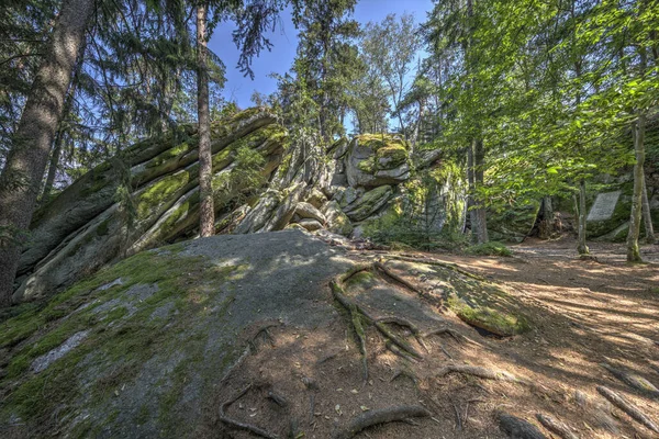 Mirando Hacia Arriba Formaciones Rocosas Irregulares Laberinto Rocoso Luisenburg —  Fotos de Stock