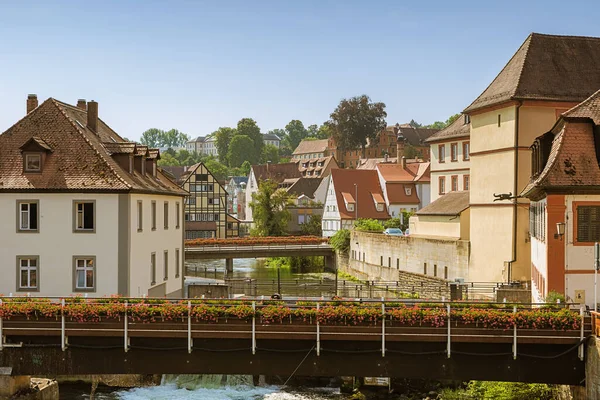 Vue Sur Pont Geyersworth Avec Rivière Regnitz Vue Depuis Pont — Photo