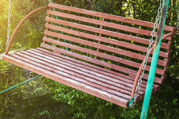 Garden wooden swing — Stock Photo, Image