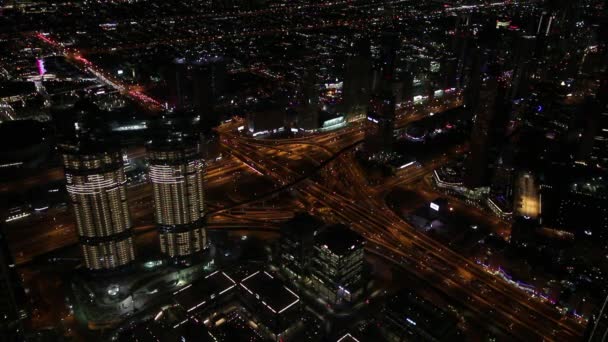 Top view of night Dubai — Stok Video