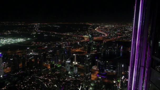 Top view of night Dubai — Stok Video